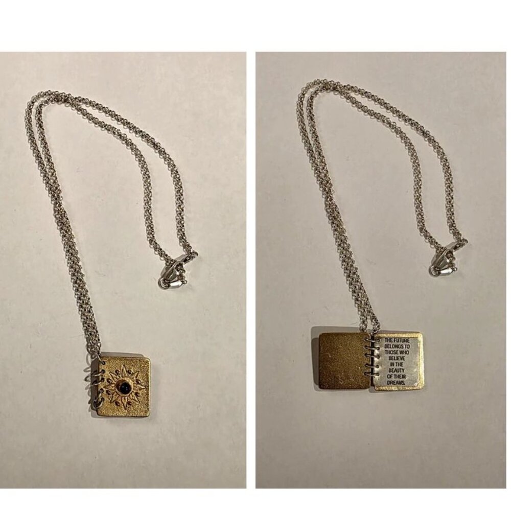 Vintage KCB Kathy Bransfield BOOK Quote ELEANOR ROOSEVELT NECKLACE 925 Sterling